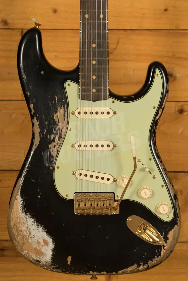 Fender Custom Shop 59 Strat - Super Heavy Relic Black - Gold Hardware