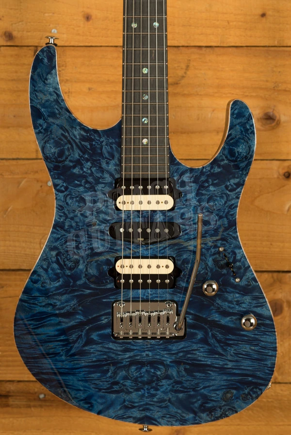 Suhr Custom Modern Handpicked | Trans Whale Blue - Waterfall Burl