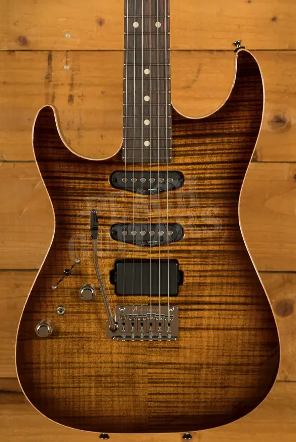 Tom Anderson Left Handed Drop Top - Tiger Eye Burst with Binding