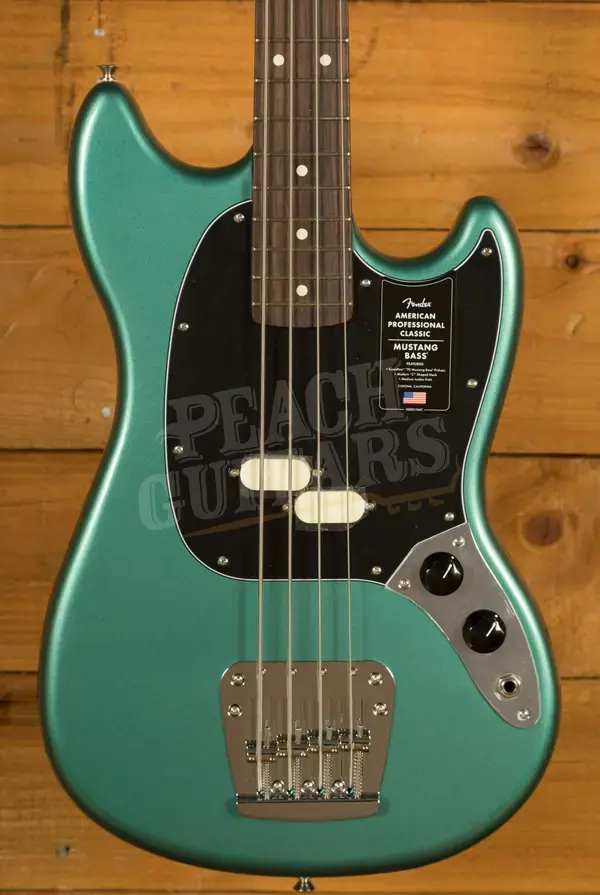 Fender American Professional Classic Mustang Bass - Rosewood - Faded Sherwood Green Metallic