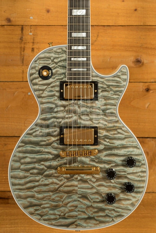 Gibson Custom Les Paul Custom 7A Quilt | Ocean Blue w/TV White Back