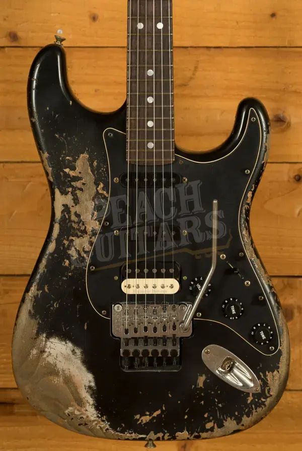 Fender Custom Shop 69 HSS Floyd Rose Strat - Super Heavy Relic Black
