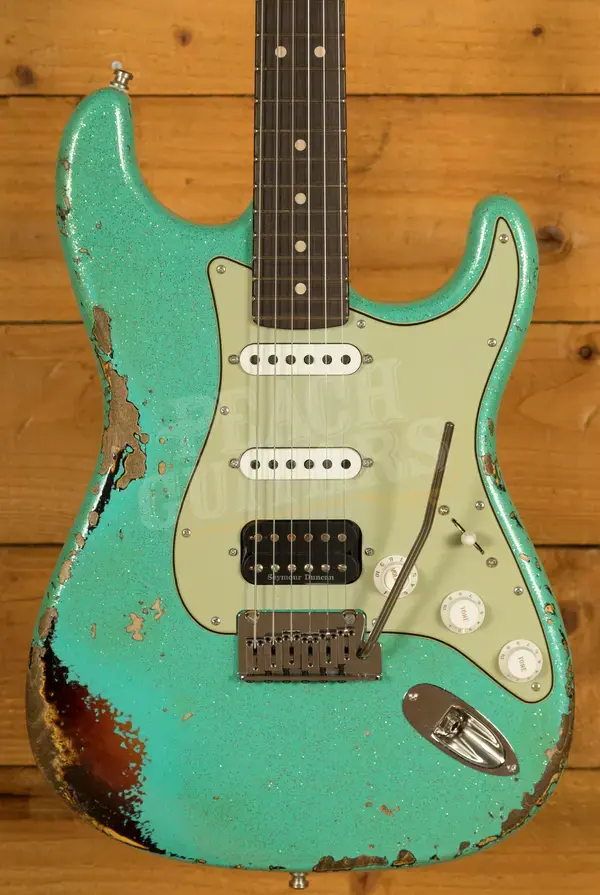 Fender Custom Shop NAMM Custom Deluxe HB S-1 Strat - Heavy Relic Seafoam Sparkle/3-Tone Sunburst