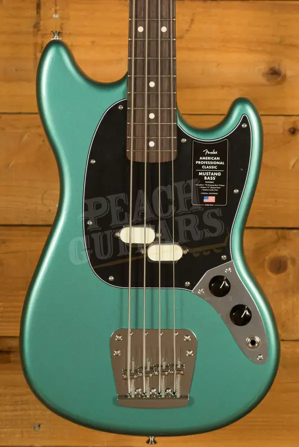 Fender American Professional Classic Mustang Bass - Rosewood - Faded Sherwood Green Metallic