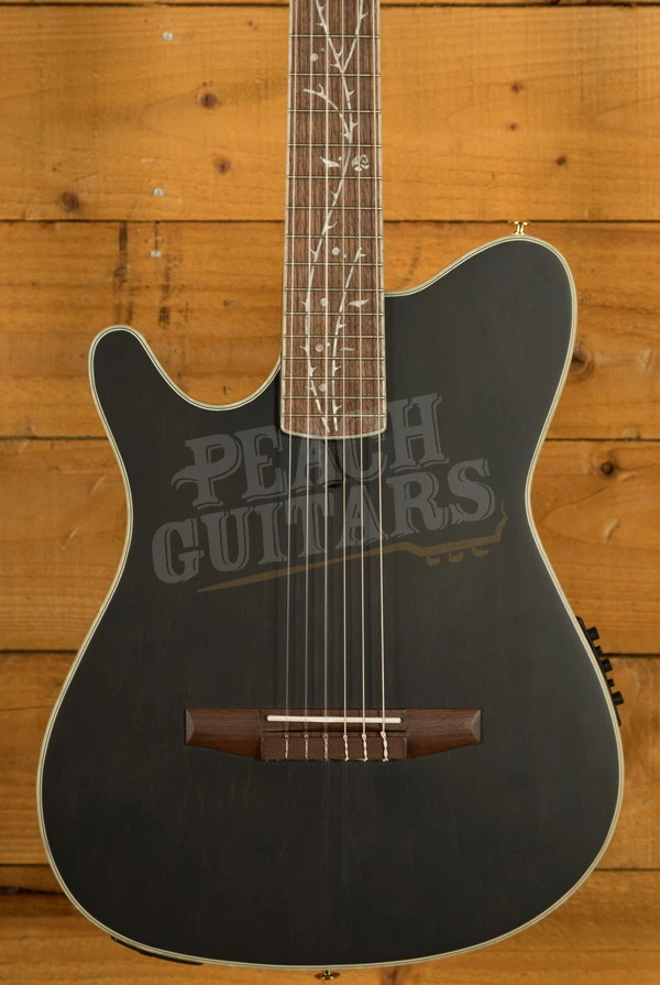 Ibanez TOD10NL Tim Henson Solid-Top Cutaway Nylon Left-Handed Guitar - Transparent Black Flat
