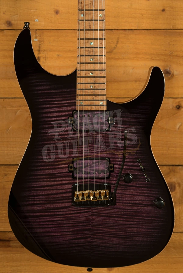 Mayones Aquila Elite S 6 - Birdseye Maple - Trans Dirty Purple Burst Gloss