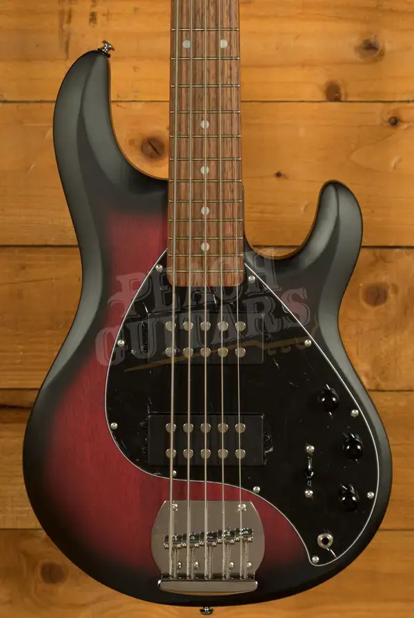 Sterling RAY5HH SUB Series StingRay 5 HH Bass - Ruby Red Burst Satin