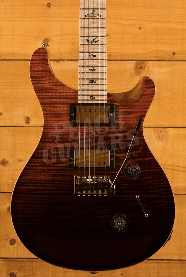 PRS Wood Library Custom 24 Fire Red to Grey Black with Flame Maple Neck