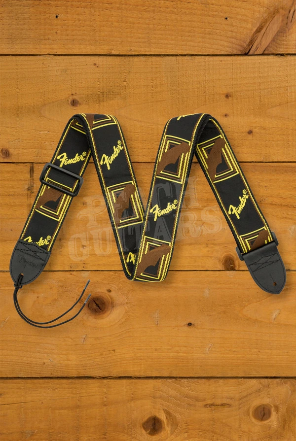 Fender Monogrammed Guitar Strap - Black/Yellow/Brown - 2"