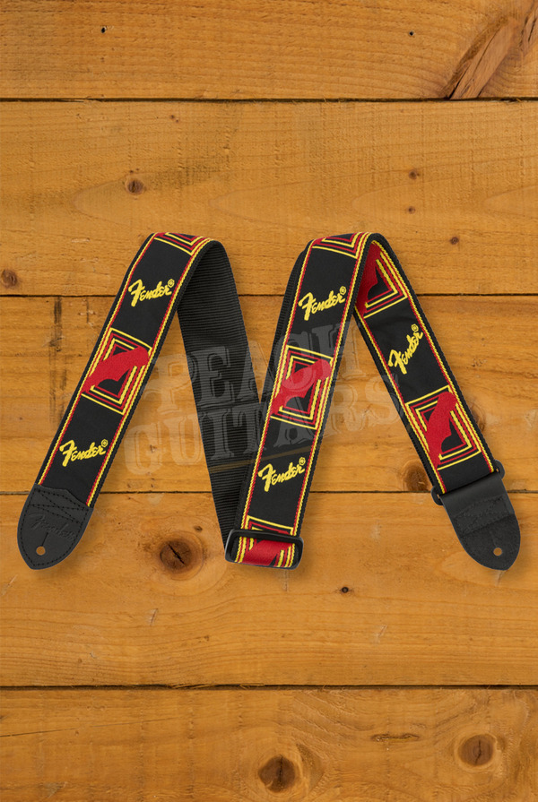 Fender Accessories | Monogrammed Strap - Black/Yellow/Red - 2"