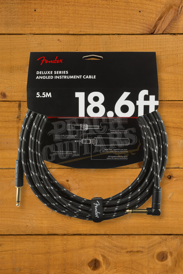 Fender Accessories | Deluxe Series Instrument Cable - Straight/Angle - 18.6' - Black Tweed