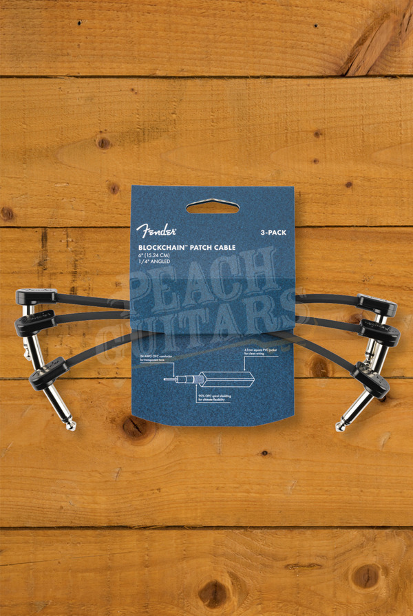 Fender Accessories | Blockchain Patch Cable - 6" - 1/4" - Angled - 3-Pack