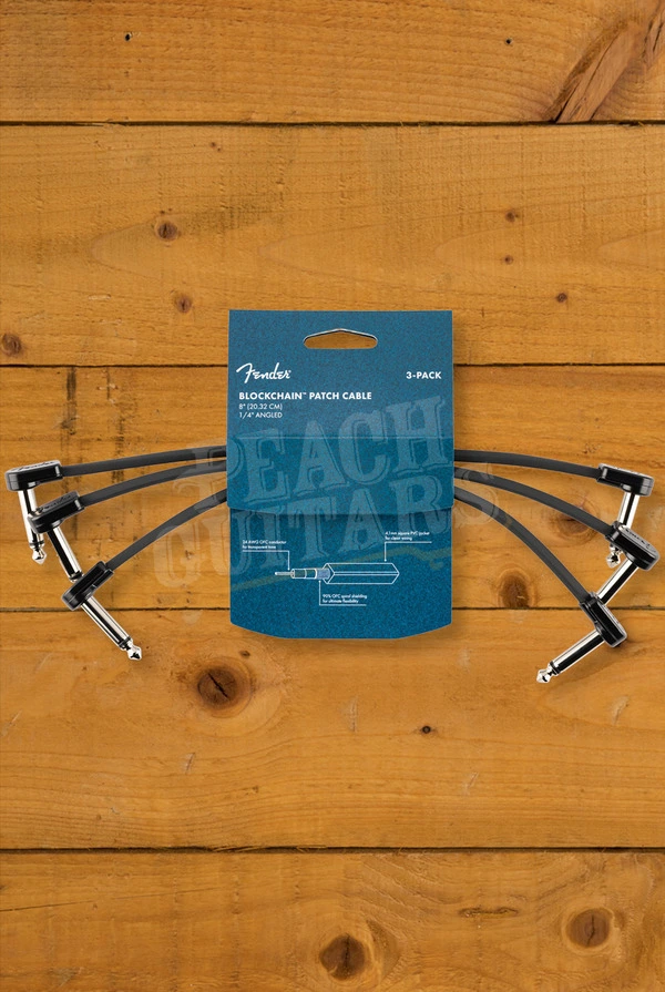 Fender 20cm Angled Blockchain Patch Cable 3-Pack