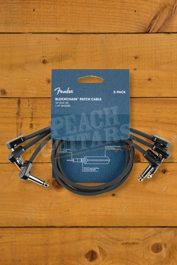 Fender 40cm Angled Blockchain Patch Cable 3-Pack