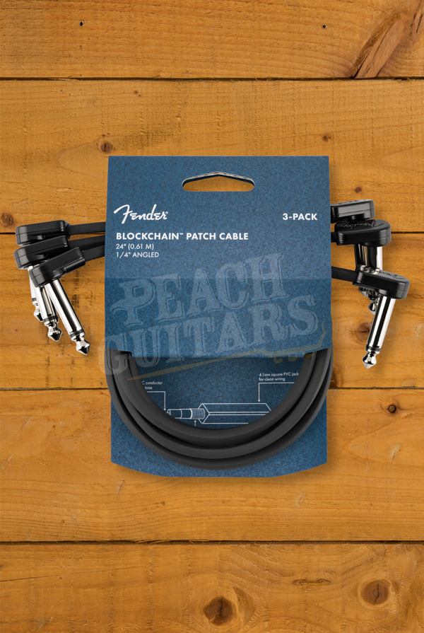 Fender Accessories | Blockchain Patch Cable - 24" - 1/4" - Angled - 3-Pack
