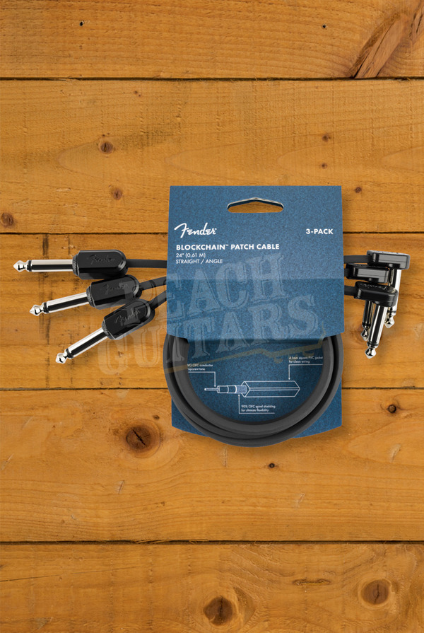 Fender Accessories | Blockchain Patch Cable - 24" - 1/4" - Straight/Angle - 3-Pack