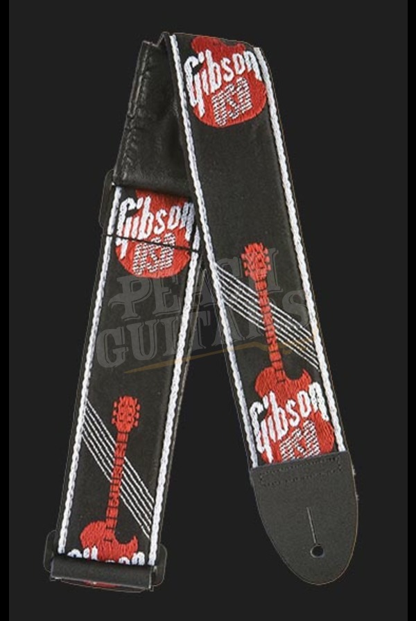 Gibson 2" Woven Strap with Gibson Logo Red