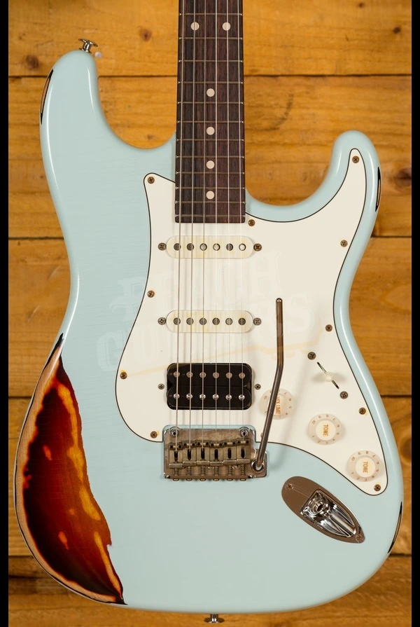 Suhr Classic Antique Sonic Blue Over 3 Tone Sunburst Rosewood