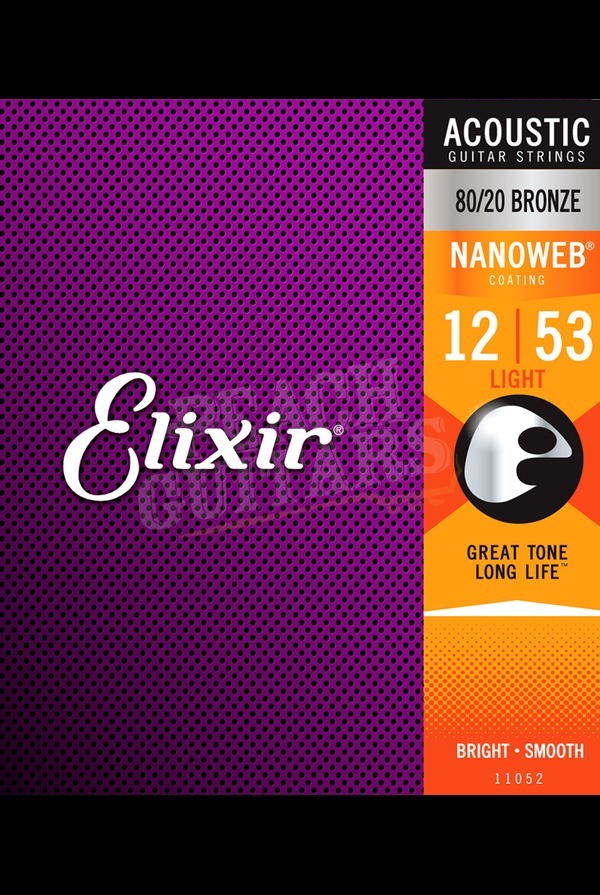 Elixir Acoustic 80/20 Bronze Nanoweb Strings - 12-53 (Light)