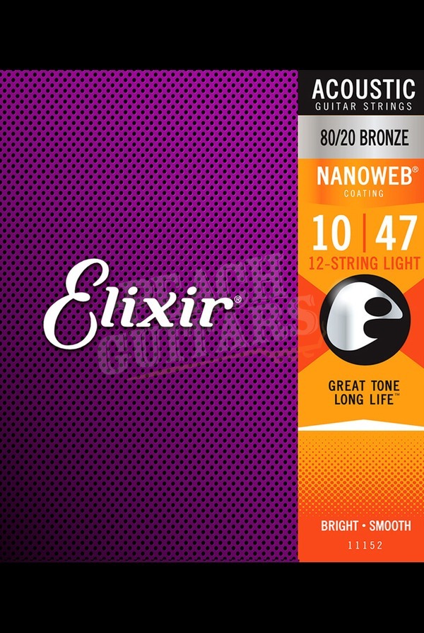 Elixir Acoustic 80/20 Bronze Nanoweb 12-String Strings - 10-47 (Light)