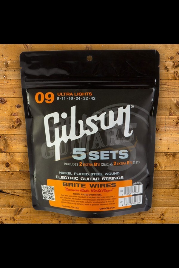 Gibson Brite Wires Electric Guitar Strings 5 Pack - 9-42