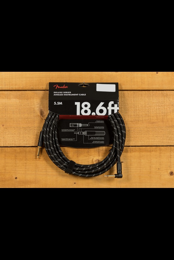 Fender Accessories | Deluxe Cable - Straight/Angle - 18.6' - Black Tweed