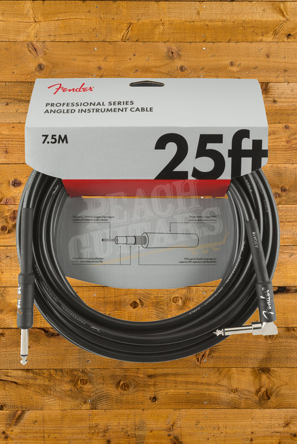 Fender Accessories | Professional Series Instrument Cables - Straight/Angle - 25' - Black