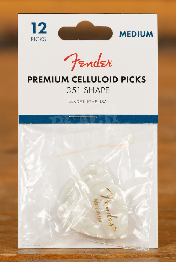 Fender Accessories | Celluloid 351 Picks - White Moto - Medium - 12-Pack