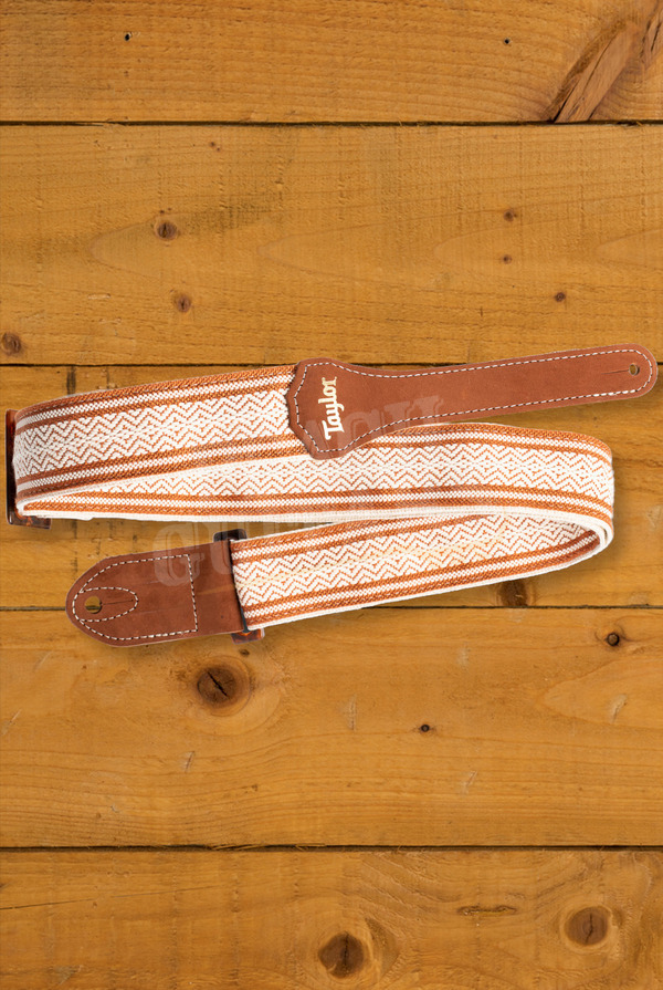 Taylor TaylorWare | 2" Academy Jacquard Leather Guitar Strap - White/Brown