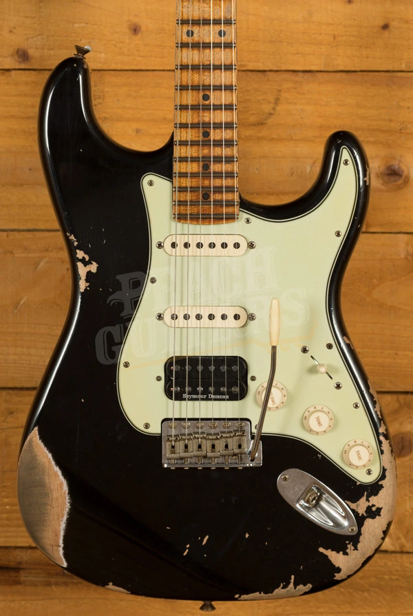 ★★Custom HardRelic Black Stratocaster★★ Fender Custom Shop '58 Strat HSS Heavy Relic Black