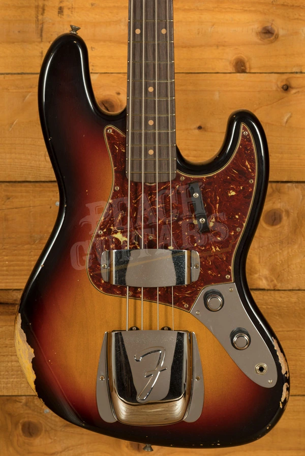 Fender Custom Shop 62 Jazz Bass - Relic 3-Tone Sunburst