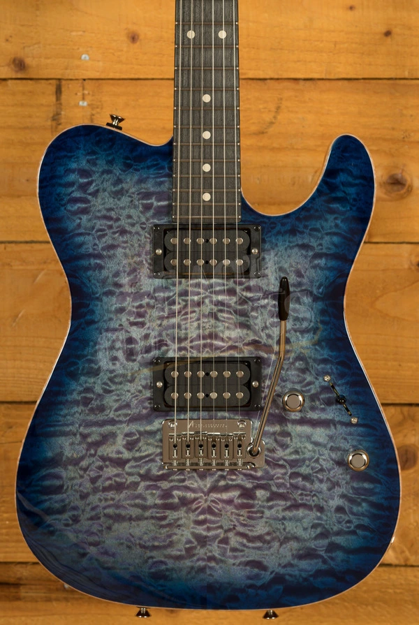 Tom Anderson Top T Shorty | Abalone to Deep Ocean Blue Burst w/Binding & Case