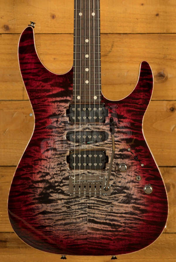 Tom Anderson Angel | Natural Black To T-Red burst w/ Binding