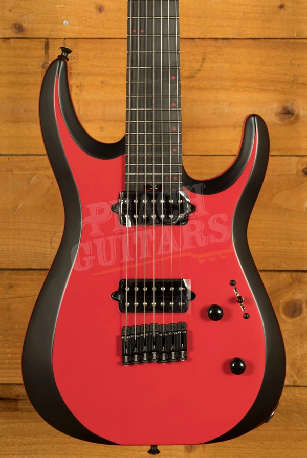 Jackson Pro Plus Series DK Modern MDK7 HT Ebony Satin Red w/ Black Bevels