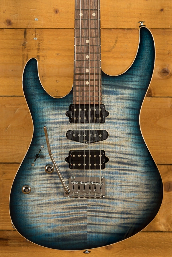 Suhr Modern Plus Faded Trans Whale Blue Burst Pau Ferro - Left Handed