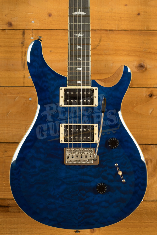 PRS SE Custom 24 - Quilt Blue Matteo - Peach Guitars