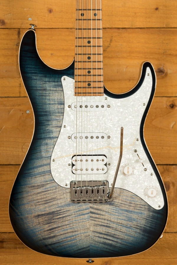 Suhr Standard Plus Faded Trans Whale Blue Burst Maple