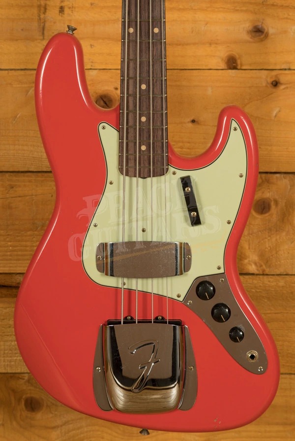 Fender Custom Shop 63 Jazz Bass - Journeyman Relic Aged Fiesta Red