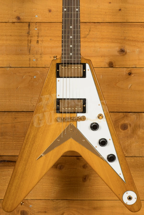 Epiphone Inspired By Gibson Custom 1958 Korina Flying V | Aged Natural - White Pickguard