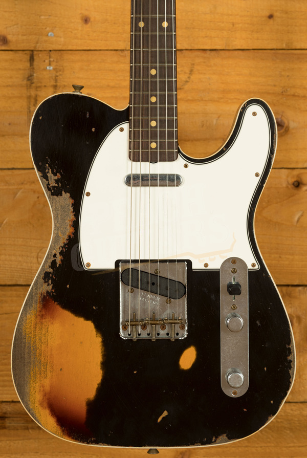 Fender Custom Shop '59 Tele Custom Super Heavy Relic Black over 3TSB