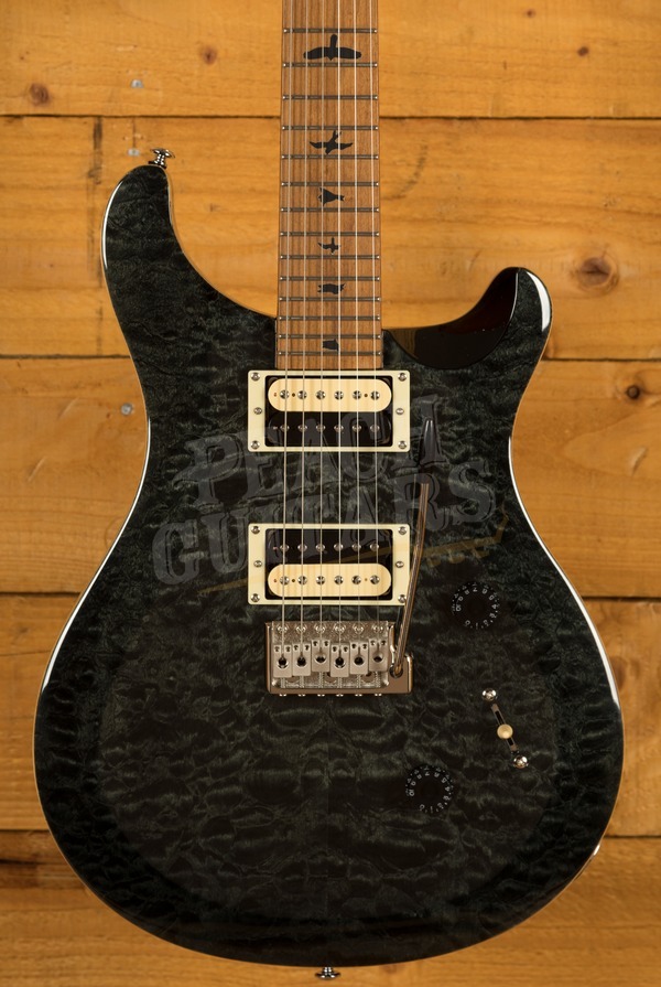 PRS SE Custom 24 Quilt Grey/Blk Torrified - Peach Guitars