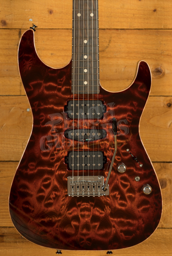 Tom Anderson Drop Top | Blood Orange Burst w/Binding - Black w/Orange Dog Hair Back