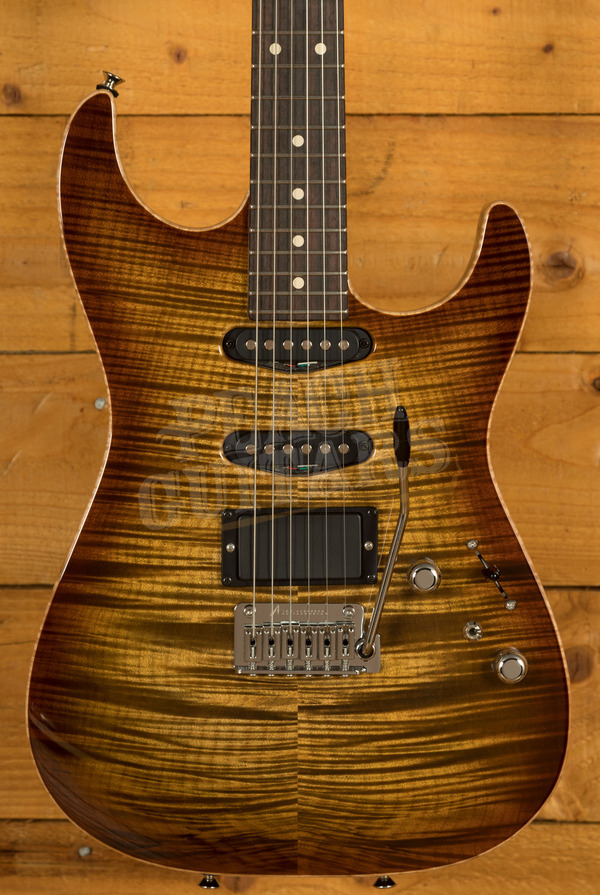 Tom Anderson Drop Top Shorty Hollow | Light Tiger Eye Burst w/Binding - Black Back