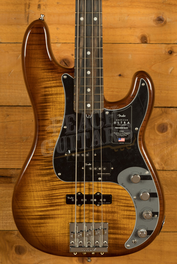 Fender Limited Edition American Ultra Precision Bass | Ebony - Tiger Eye