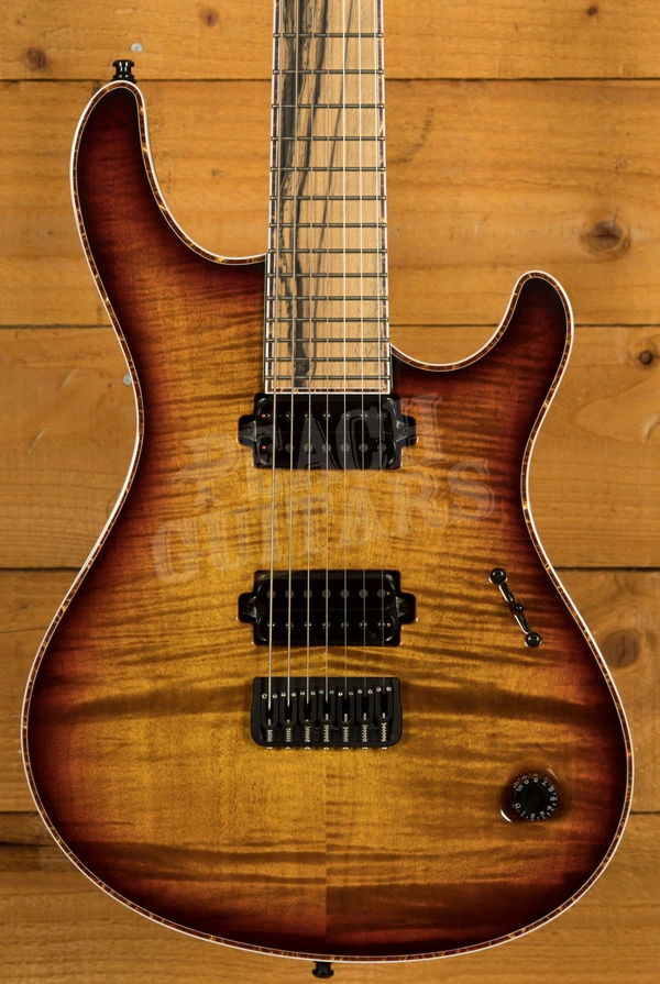 Mayones Reqius 7 B26.5 - Ebony - Trans 2-Tone Dirty Sunburst Gloss