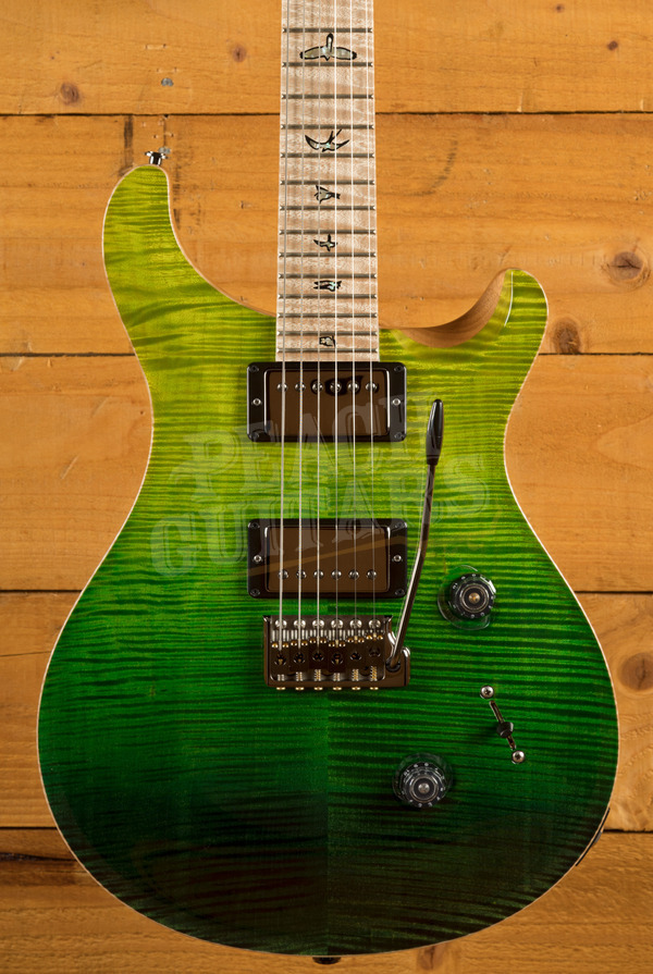 PRS Wood Library Custom 24 Green Fade with Flame Maple Neck