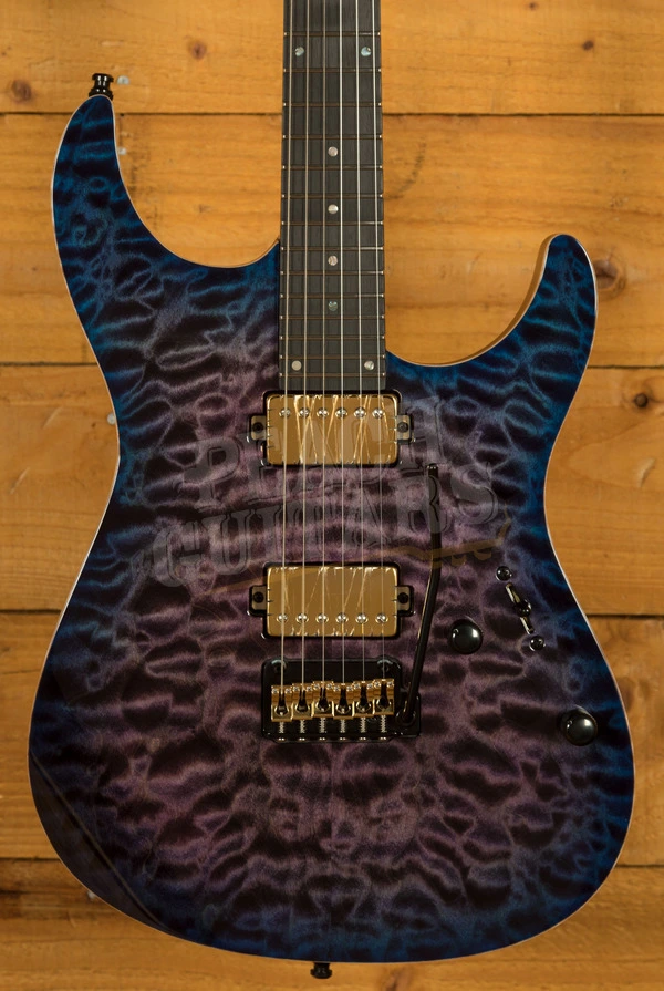 Mayones Aquila Elite S 6 - Ebony - Trans Dirty Purple Blue Burst Gloss