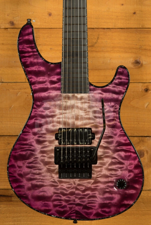 Mayones Regius PRO 7 - Ebony - Transparent Natural Fade Purple Burst Out Gloss - 7-String