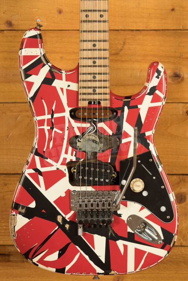 EVH Striped Series Frankenstein Frankie | Red w/Black Stripes Relic