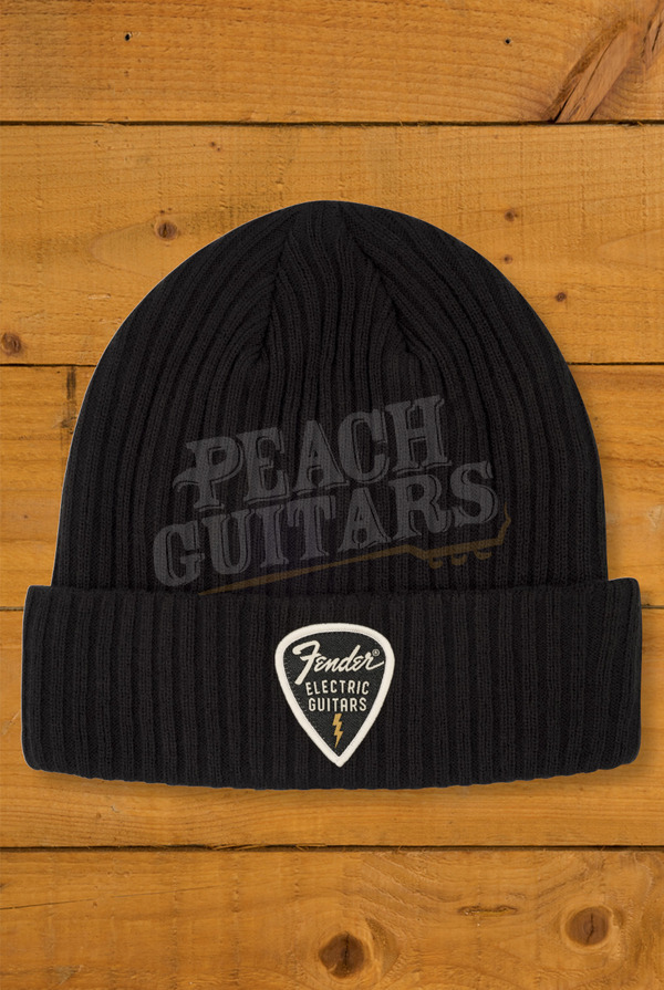 Fender Accessories | Pick Patch Ribbed Beanie - Black - One Size Fits Most